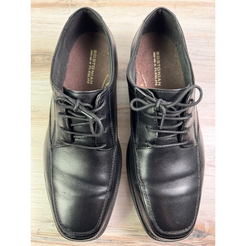 Bostonian Flexlite Ipswich Mens 12 XW Black Leather‎ Bicycle Toe Dress Shoes